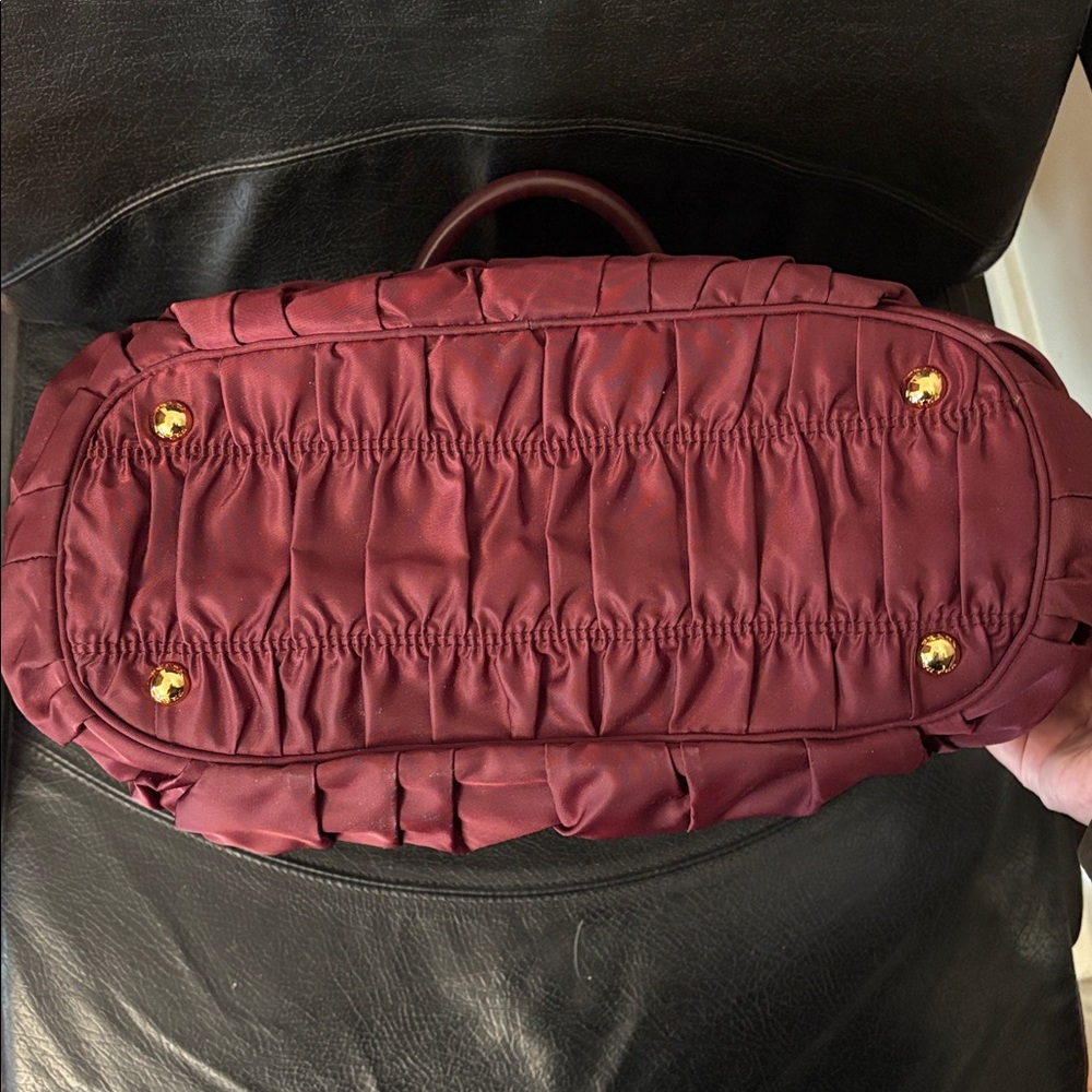Prada Maroon Gathered Satchel - Picture 10 of 13
